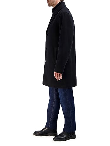 Cole Haan Men's Car Coat with Rib Knit Bib and Faux Leather Detail3