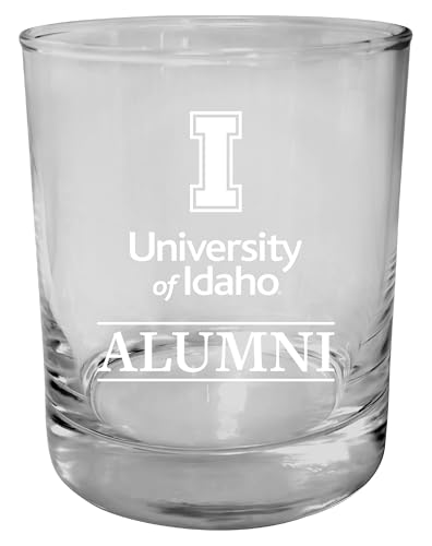 R and R Imports Idaho Vandals 11 oz Round Whiskey Glass – Officially Licensed Engraved Alumni Design (2-Pack)