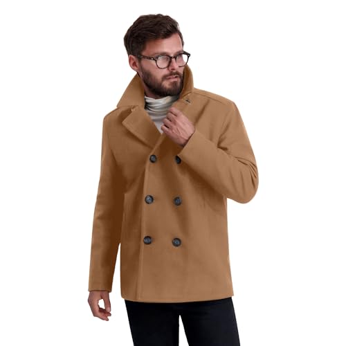 Image of Nautica Men's Wool Blend Peacoat - Double-Breasted Winter Coat, Regular, Big & Tall Sizes