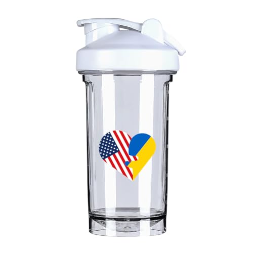 Heart America Flag and Ukrainians Flag 18 Ounce Shaker Cup,Fashion Theme Pattern Shaker Bottle Leak-proof Workout Shake Bottles 500ML/18 oz Perfect for Pre Workout-3