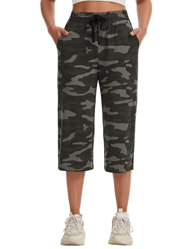 Image of SPECIALMAGIC Women Capri Pants Cotton Yoga Wide Leg Pajama Pants Capris Sweatpants Sports