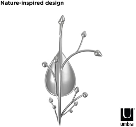 Umbra Orchid Jewelry Hanging Tree Stand - Multi-Functional Necklace Holder Display Organizer Rack With a Ring Dish Tray, Gun Metal, 15"L x 5.5"W x 9"H