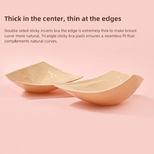 Image of DEPOVOR Large Size Double-Sided Sticky Inserts Lightly Padded for D+ Cups, Reusable Adhesive Lifting Bras for Large Bust Beige