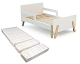 Webaby   Lit Enfant Extensible en Bois 80x140 165 190 Pirate avec Matelas   Blanc