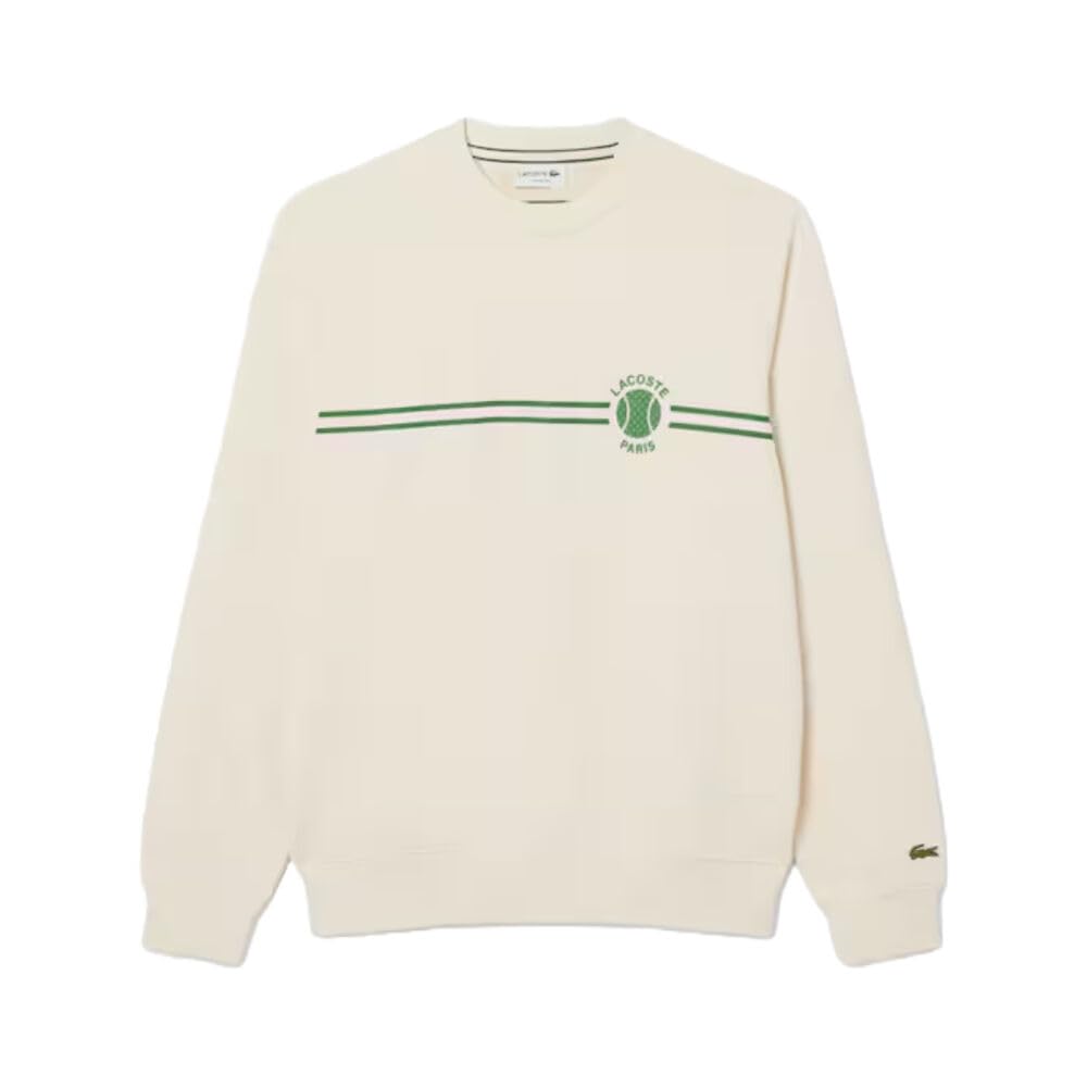 Lacoste Sudadera Beige Felpa con Estampado de Tenis Laponie