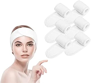 Bangshou 6 Pcs Spa Facial Headband,Makeup Head Wraps for Women,Adjustable Skincare Hair Band for Washing Face,Bath,Sport&Yoga