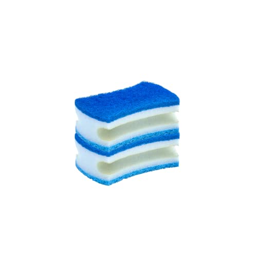 Image of Superio Scrub Sponge with Grip (2 Pack) Heavy Duty Duel Sided Kitchen Sponge Cellulose Kosher Easy to use Dish wash Sponge (Blue)