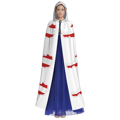 Cape drapeau autrichien à capuche de qualité supérieure pour déguisement sorcier et cosplay