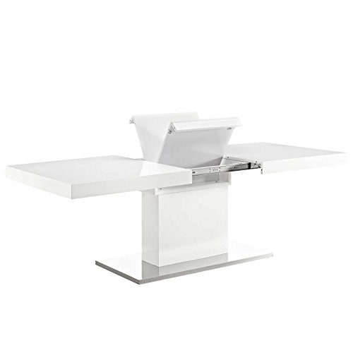 Modway Vector 71" To 95" Contemporary Modern Expandable Dining Table In White Silver #TOP5