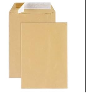 UGENVC4M enveloppen, groot, A4, kraftpapier, bruin, 90 g, formaat 229 x 324 mm, kraftpapier, bruin, zelfklevend…