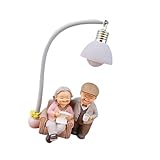 NUOBESTY Altes Paar Nachtlicht aus Kunstharz Dekorative Nachttischlampe mit Batterie Tragbare Tischlampe zur Wohnraumdekoration für Schlafzimmer und Wohnzimmer