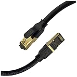 [ Protección ] blindaje SSTP altamente protegido hecho de alambre de cobre trenzado de 26 WAG, a diferencia de otros cables redondos o planos de aluminio de cobre Cat 5, 5e, 6, 6a, 7. Este cable de red contiene tapas antipolvo en los conectores de cable.
