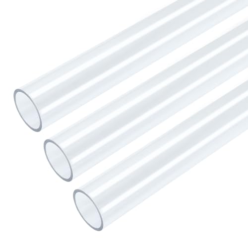 Piutouyar 3 Pcs Round Clear Rigid Tubing Pipe, 0.87 Inch (22 mm) ID x 1 Inch (25 mm) OD x 12 Inch (305 mm) Length Rigid Tubing Plastic Polycarbonate Tube