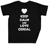 Calidad superior Keep Calm and Love Cereal Negro Niños Chicos Chicas Camiseta Unisexo Tamaño L Black Kid\'s Boys Girls tee Size L