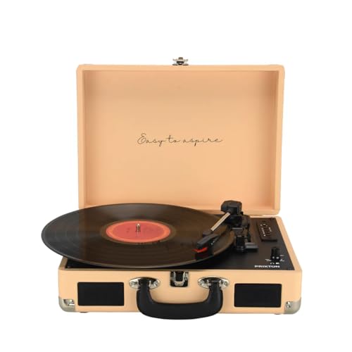 PRIXTON VC400 - Tocadiscos de Vinilo Vintage, Reproductor de Vinilo y Reproductor de Musica Mediante Bluetooth y USB, 2 Altavoces Incorporados, Diseño de Maleta, Color Naranja