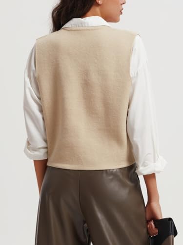 Image of Wowcarbazole Women's Cropped Sweater Vest Sleeveless V Neck Button Down Casual Knit Cardigan Vest Trendy Knitted Tank Tops