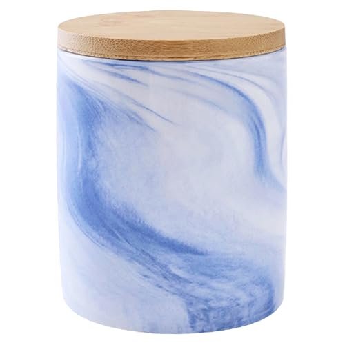 Image of UMAI Ceramic Jar with Bamboo Lid - 400ml| Air Tight Containers for Kitchen Storage | Multipurpose-Tea,Coffee,Snacks,Sugar,Salt,Dry Fruit,Pulses | Kitchen Organizer Items & Storage | Gift Items|Blue