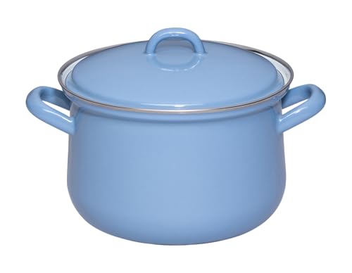 Riess, 0607-128, Topf mit Deckel Ø 18cm, NATURE BLUE, Emaille, Vol. (rec.): 2,5 Liter, Made in Österreich, LBH: 25,1x19,8x16,7cm, 1,324kg, Induktionskocher kompatibel, Gasherd geeignet, Ofenfest