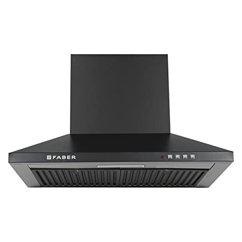 Faber Pluto 60 cm 1000 m³/hr Wall Mounted Kitchen Chimney | Baffle Filter | Push Button | LED Lights | 1 Year Comprehensive Warranty and 12 Years on Motor | Black | HOOD PLUTO PB BF BK 60 view 1