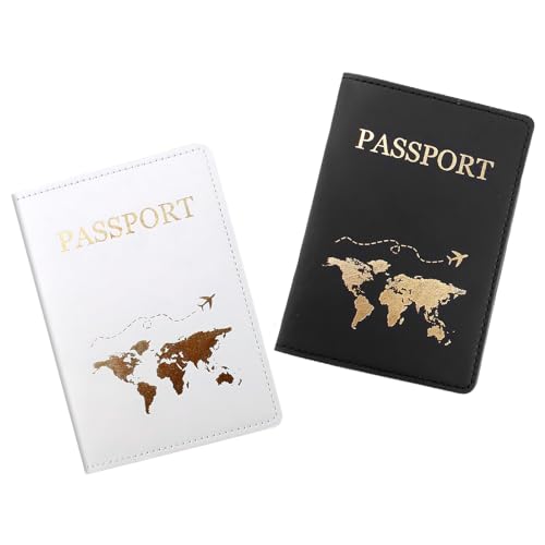 DAWRIS 2 Stück Reisepasshülle Reisepass Hülle PU Leather Passport Cover Reisepasshüllen Personalisiert Passhülle Passport Holder Case Pass Hülle Etui für Kreditkarten Ausweis Reisedokumente