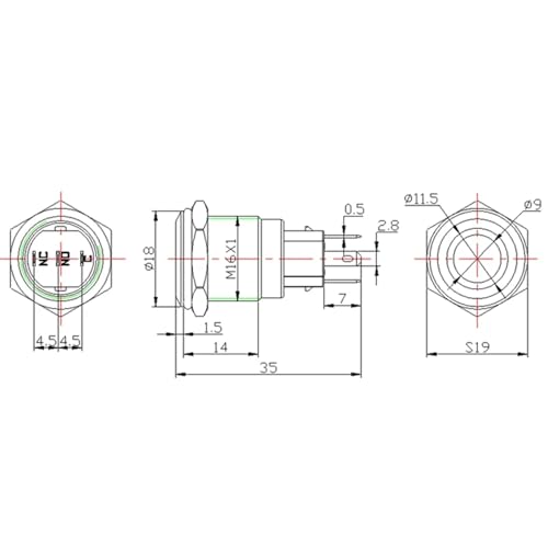 Botón de metal momentáneo de 16mm con luz LED blanca de 3V para panel 6