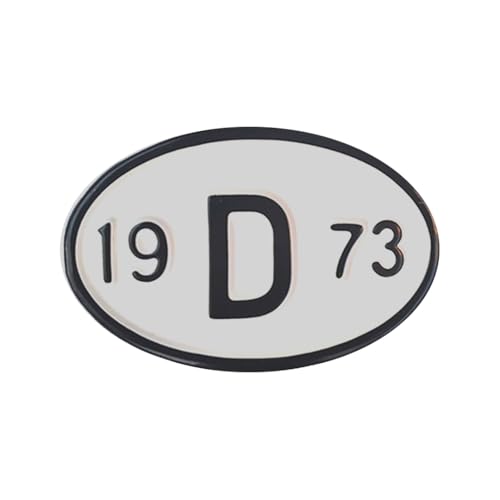 Rear Year Plate for VW Beetle Bug Bus 1951–1979 | Embossed D Badge Metal License Tag | Vintage German Oval Model Year Sign Restoration Part (1973)