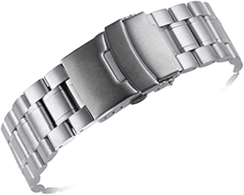Bracelet de montre acier inoxydable double verrouillage anti-chute embout incurvé