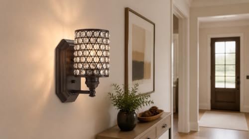Image of 2 Pack 1 Light Polyhedral Crystal Modern Oil Rubbed Bronze Wall Sconce Light Fixture