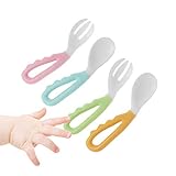 ♥Feature:Der weiche Löffel und die Gabel sind schonend für das Gesicht und das Zahnfleisch des Babys, perfekt für die Kleinen im Alter von 6 Monaten, die gerade anfangen, alleine zu essen . Gekrümmter und ergonomischer Griff, der das Halten und Entwickeln von Eigengewohnheiten erleichtert, verbessert die Fähigkeit des Babys, Hände und Augen zu koordinieren.