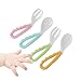4 Stück Temperaturempfindlich Einfach zu halten Baby Löffel und Gabel Set mit Gebogen Griff Weich Lernen Besteck für Dose Baby Kleinkinder Lernen zu Essen BPA frei