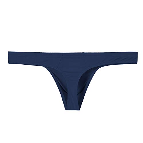 Sumaba Men Thongs Sexy T-Back Man G-String Butt Flaunting Y Tong Underwears Deep Blue L #TOP2