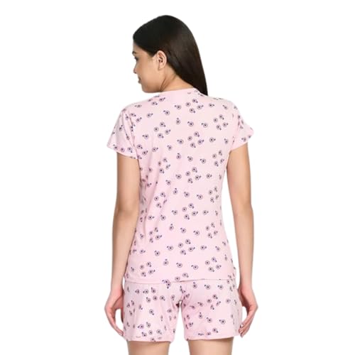 Image of IndiWeaves Women Cotton Printed Night Suit Set Pack of 3 | Soft Cotton Tops and Shorts Sleepwear | Comfortable Breathable Nightwear & Loungewear for Women