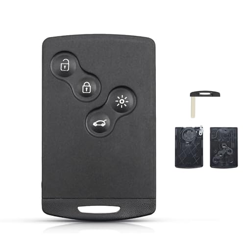AULESSE Coque de Clé 4 Boutons Smartcard Carte, Coque de Remplacement pour télécommande Compatible avec Renault Clio 4 /Megane 3 /Scenic 3 /Laguna 3...