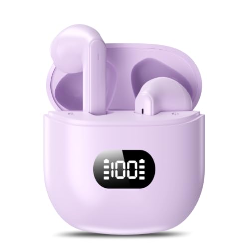 Image of KTGEE Wireless Earbuds Bluetooth 5.3 Headphones, 40Hrs Playback Stereo Ear Buds with LED Display Charging Case IPX7 Waterproof in-Ear Earphones with Mic for Phone Tablet Laptop Sports, Mauve