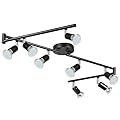Unicozin LED 8 Light Track Lighting Kit, Black 8 Way Ceiling Spot Lighting, Flexibly Rotatable Light Head, Track Light Included 8 x LED GU10 Bulb (4W, Daylight White 5000K, 400LM)