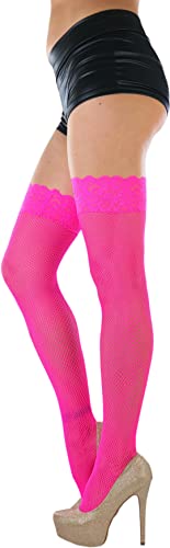 Image of ToBeInStyle Women's Wide Floral Lace Fishnet Thigh Hi Stockings