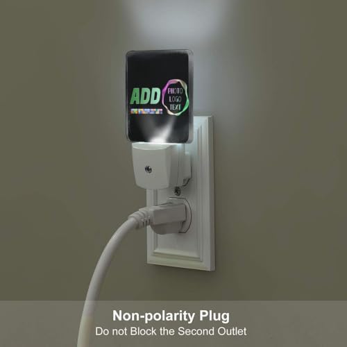 Image of Photo Custom Pictures Text Logo LED Plug-in Night Lamp 2 Piece Set for Bedroom