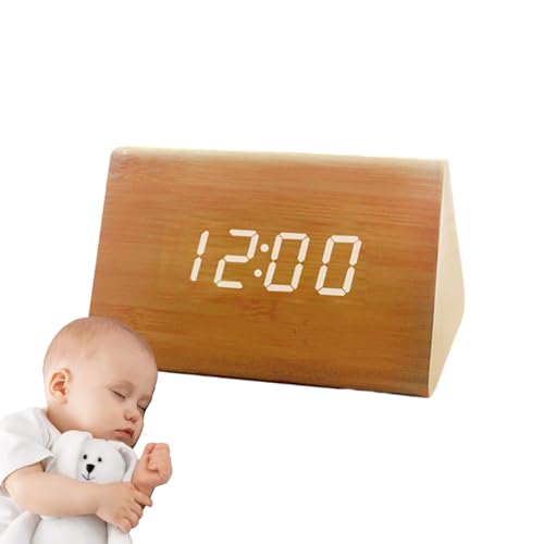 Horloge numérique en Bois - Horloge de Chevet Électrique Réveil Fort | Réveil numérique électrique, horloges électriques en Bois avec contrôle du Son et 3 réglages d'alarme, Horloge numérique