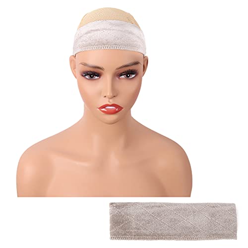 MapofBeauty Fashion Adjustable Velvet Wig Grip Wig Band No Slip Head Hair Bands Flexible Headband (Beige)