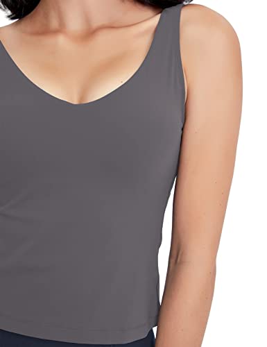 Image of POSHDIVAH Longline Sports Bra Workout Tank Tops | Padded, Removable Pads, Built in bra, Wirefree, Buttery Smooth, Soft, Fitness, Running, Yoga, Wide Straps, U-back