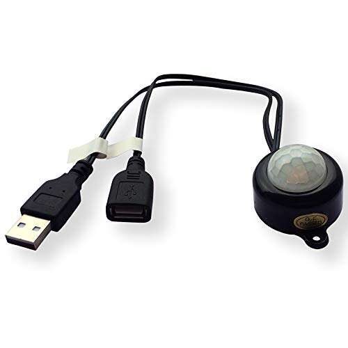 USB 5V DC12-24V 2A PIR Motion Activated Mini Body PIR Sensor Switch with USB Interface Cable for LED Strip Automatic Light Security Camera Pet Monitoring (with Light Sensor, Black) USB 5V DC12-24V 2A PIR Motion Activated Mini Body PIR Sensor Switch with USB Interface Cable for LED Strip Automatic Light Security Camera Pet Monitoring (with Light Sensor, Black)