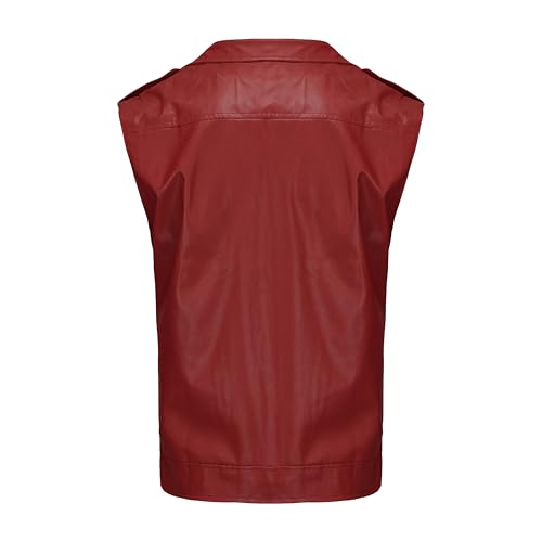 Image of Fashion Mens Faux Leather PU Biker Punk Vest Zippers Slim Fit Male Sleeveless Waistcoat For Men