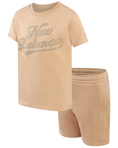 Image of New Balance Active Boys Short Sets - 2 Piece Short Sleeve Workout T Shirt and Fleece Kids Shorts Boys Athletic Sets (8-12)