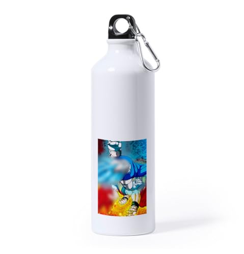 MERCHANDMANIA BIDON GRANDE 800 ML ACERO INOXIDABLE serie dibujos lucha artes marciales guerreros deporte deportivo con mosqueton botella