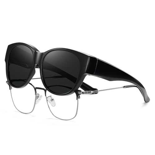 Image of HAOLOTA Fit Over Glasses Sunglasses for Women Polarized | Over Glasses Sun Glasses, UV400 Polarized Lens, Trendy Cat Eye Sunglasses, Lightweight and Flexible, Driving, Daily Use