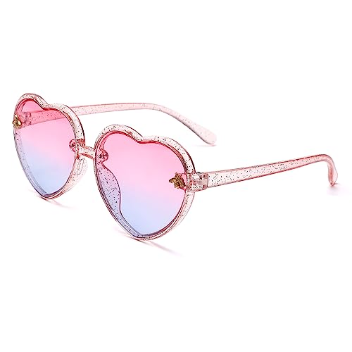 Cute Heart Sunglasses Kids for Toddler Girls Age 3-10 Fashion Sunnies with UV400 Protection