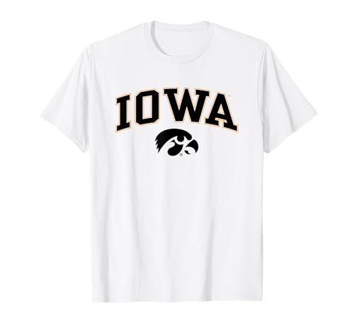 Iowa Hawkeyes Arch Over Logo Officially Licensed T Shirts and Tees for Men and Women
