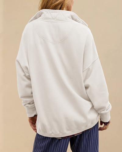 Image of Gacaky Sweatshirt for Women Oversized Casual Long Sleeve Button Henley Neck Pullover Tops Fashion Outfits Clothes
