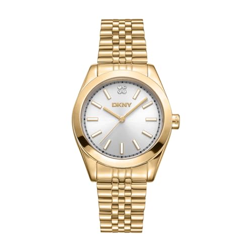 DKNY Women's Silver Dial Gold-Tone Stainless Steel Bracelet Watch 32mm 50M