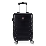 MALA DE BORDO PEQUENA PARA VIAGEM EM ABS SWISS GO VIENA CADEADO INTEGRADO RODAS GIRO 360º PRETA